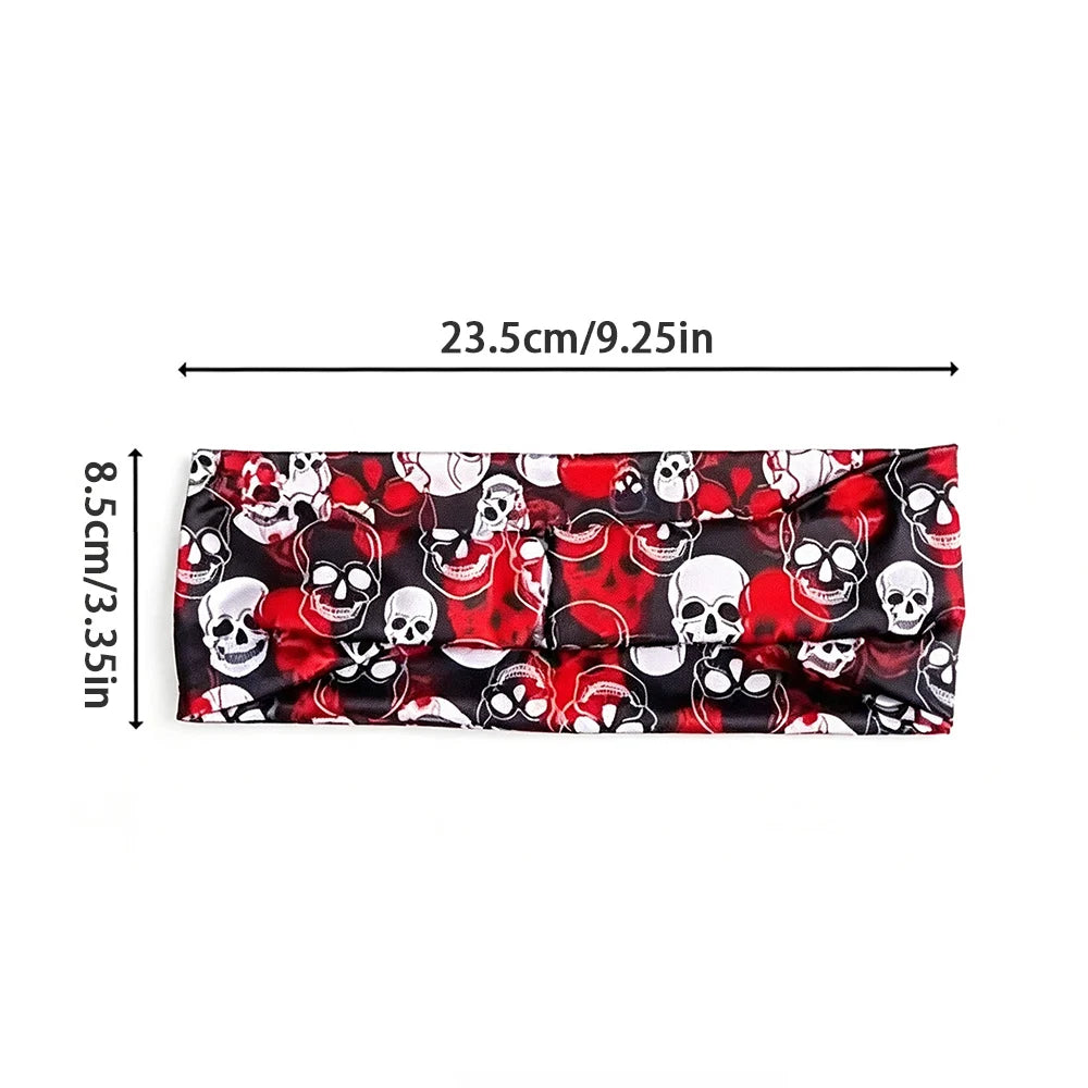 Elastic skull print sports headband, sweat-absorbent sports headband, unisex non-slip fitness headband, cycling street headband