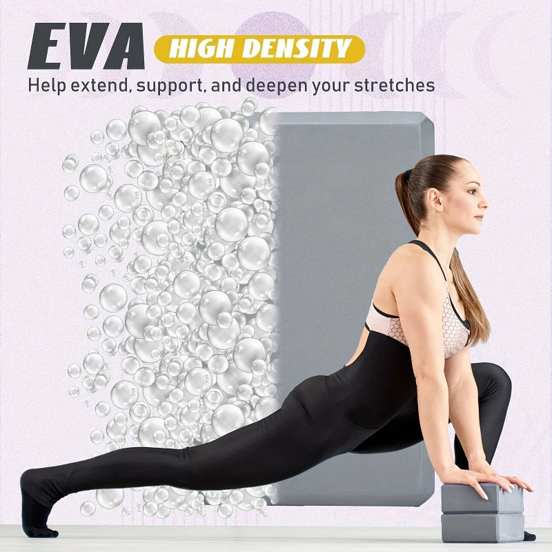 High-Density EVA Yoga Block 100% Odorless Foam Brick Slip-Resistant Firm Support Fitness Prop For Pilates & Deep Stretching