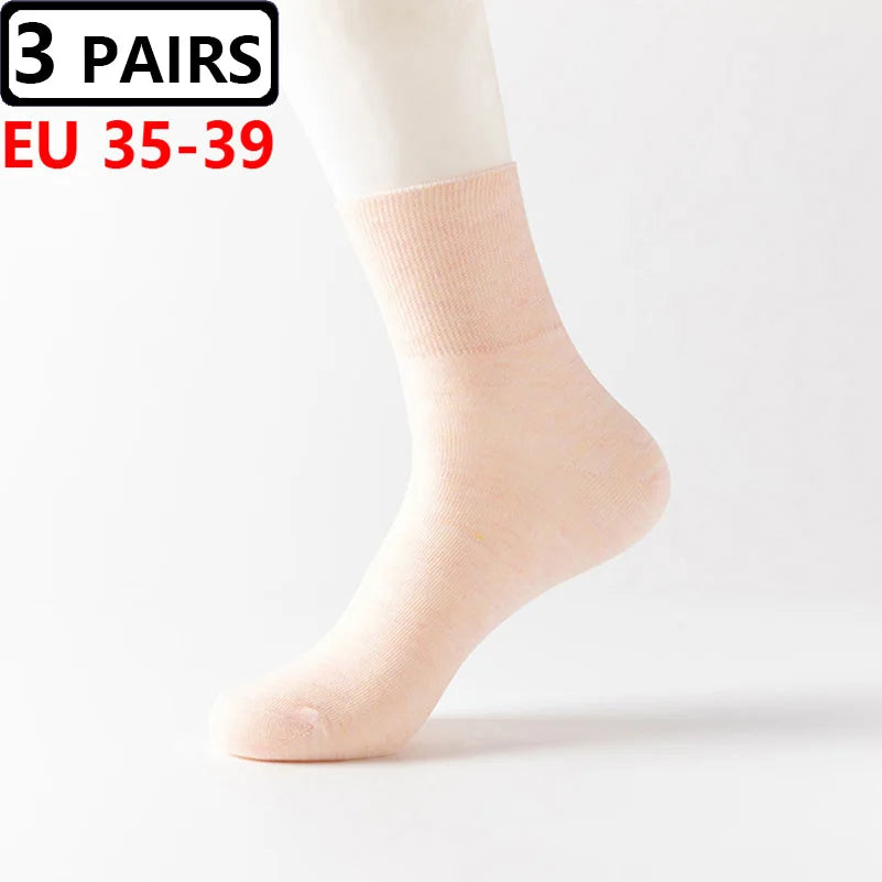 3 Pairs Plus Size EUR 45-50 Prevent Varicose Veins Socks Mens Diabetics Patients Cotton Loose Mouth Sock Man Women Comfort Meias