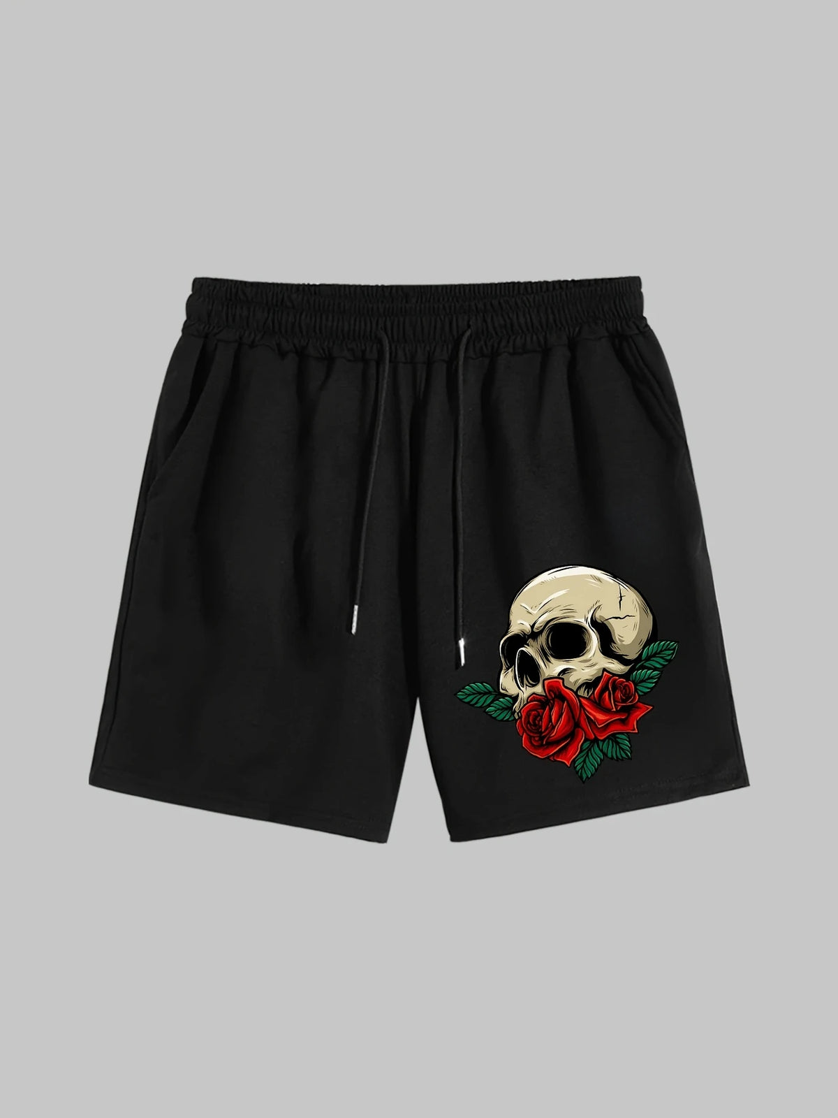 Men'S Casual Athletic Shorts, Halloween Print Skull and Letter Design, with Waist-Cinching and Pockets