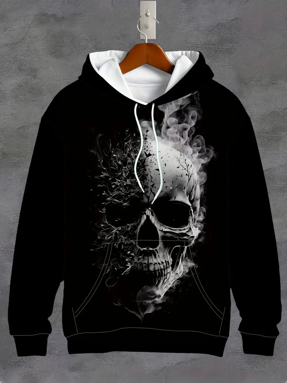 Fashionable Men's Autumn New Skull Print Comfortable Soft Hoodie Outdoor Street Party Casual Wear