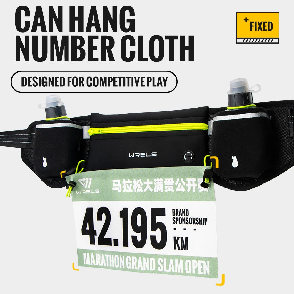 WRELS Upgraded Running Belt Bag With Water Bottles Hydration Belt Running Pouch Bag  Fanny Pack Phones Waist pack for Sports