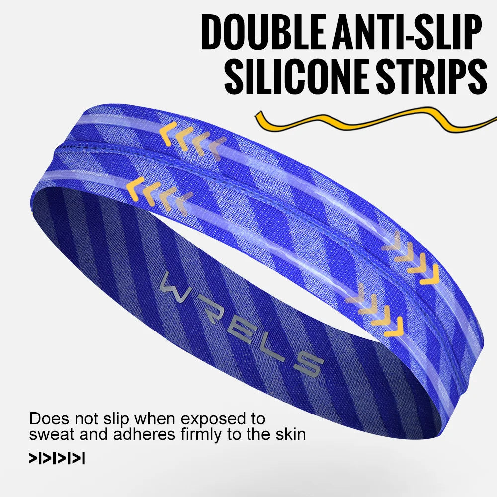 WRELS Sweatbands Sports Headband Moisture Wicking Hairband Non Slip Quick Drying Light weight Elastic Sweatband Running headband