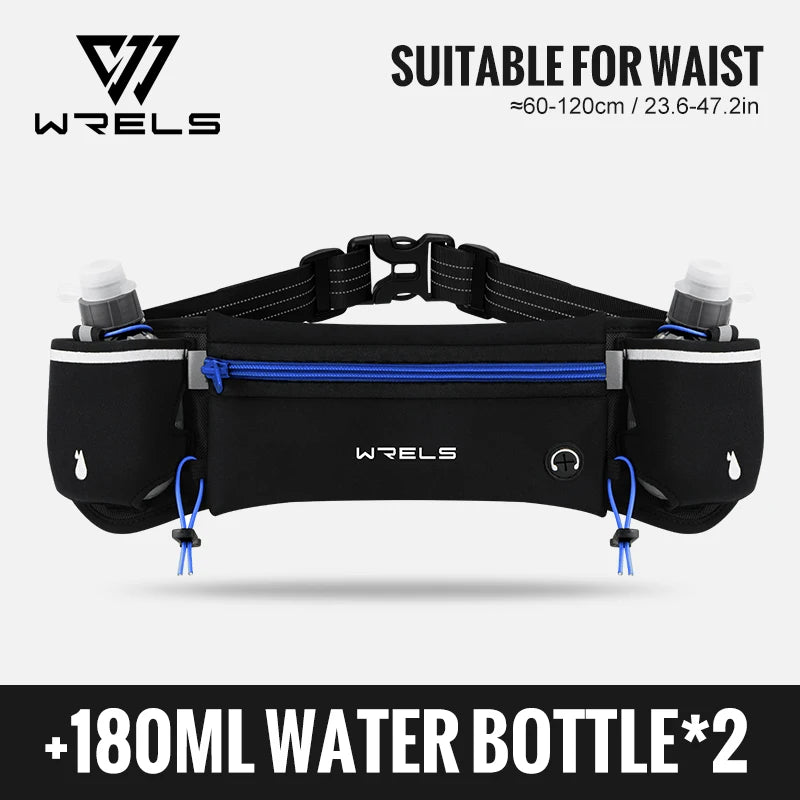 WRELS Upgraded Running Belt Bag With Water Bottles Hydration Belt Running Pouch Bag  Fanny Pack Phones Waist pack for Sports