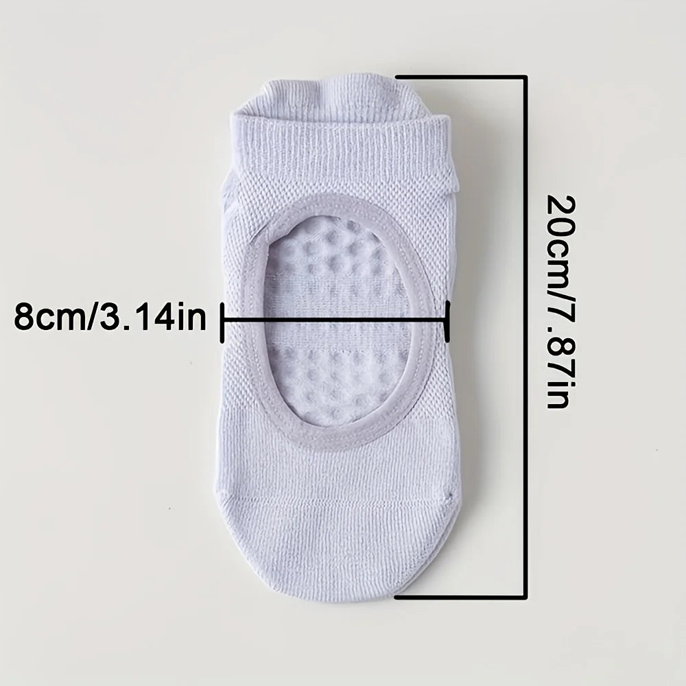 2 Pairs Fitness Yoga Pilates Bottom Silicone Non-Slip Socks Hollow Design Breathable Sweat Absorption