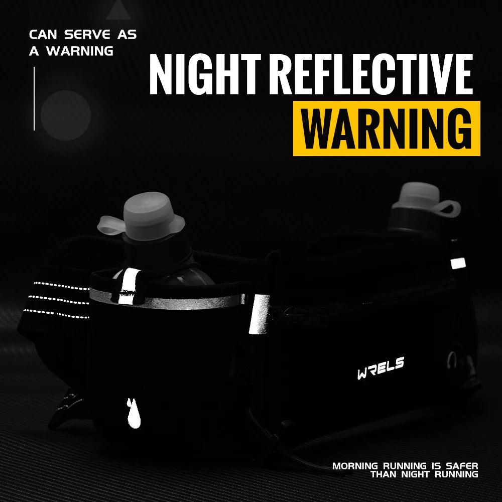 WRELS Upgraded Running Belt Bag With Water Bottles Hydration Belt Running Pouch Bag  Fanny Pack Phones Waist pack for Sports