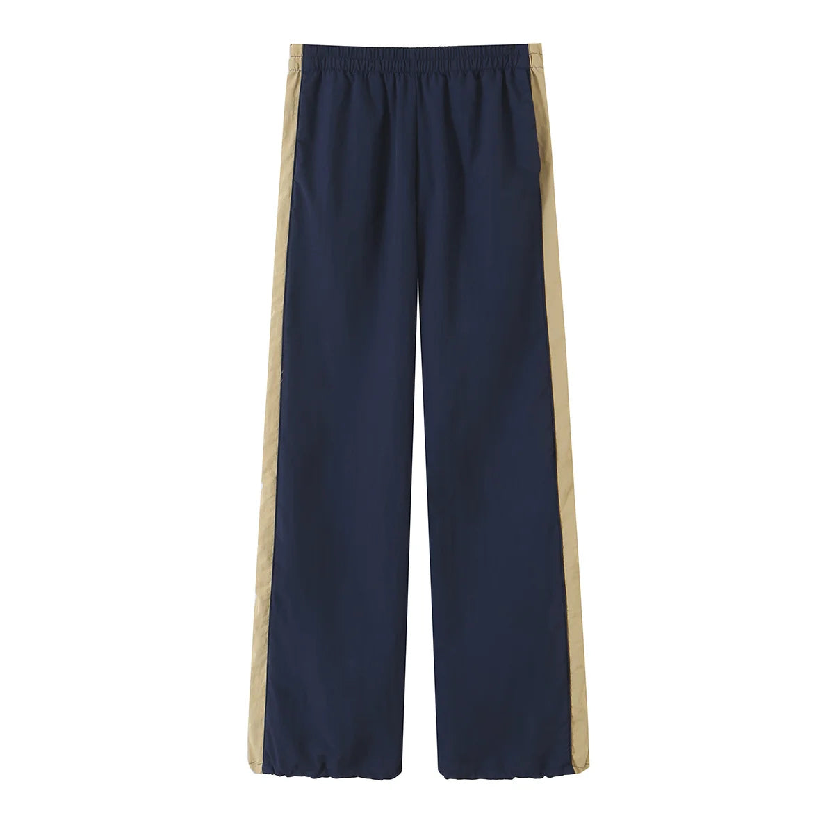HH Casual Women's Patchwork Nylon Tracksuit Spring Autumn High Neck Drawstring Waist Loose Jacket+Side-striped Trousers