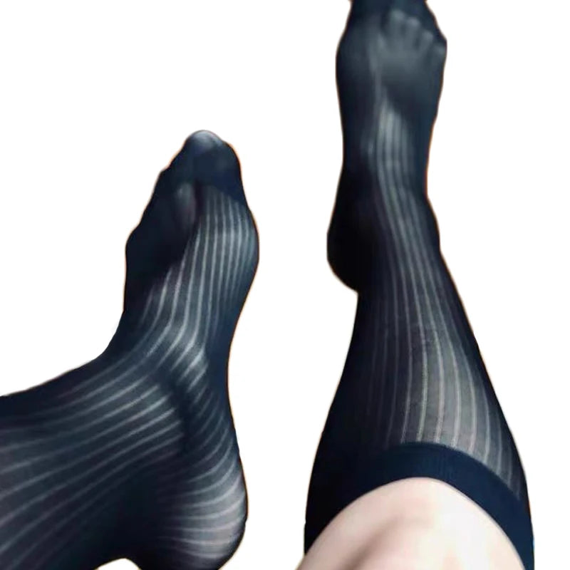 Man Dress Tube Socks Men Sheer Stockings Ultra Thin Erotic Formal Wear White Socks Sexy Transparent Business Sock See-through