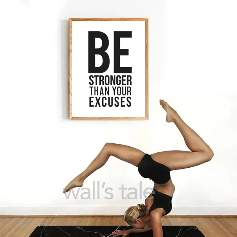 No Excuses Inspirational Quote Fitness Poster Gym Wall Decor , Motivational Art Typography Modern Canvas Painting Decoration