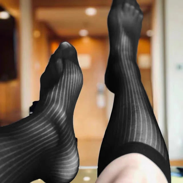 Man Dress Tube Socks Men Sheer Stockings Ultra Thin Erotic Formal Wear White Socks Sexy Transparent Business Sock See-through