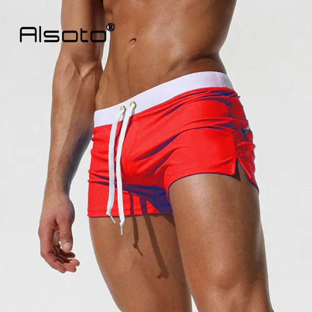 ALSOTO Summer New Quick Dry Mens Swim Shorts Summer Board Surf Swimwear Beach Short Male Running Gym Man Plus Size Trunks