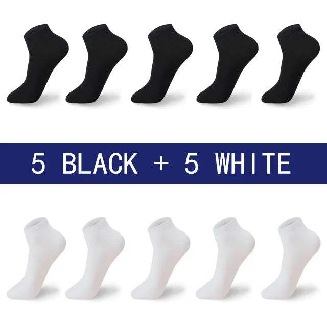 Men Summer Boat Socks Large size 44,45,46,47,48 Black Breathable Fashion Black Male Cotton Socks Men short Big New 10 Pairs