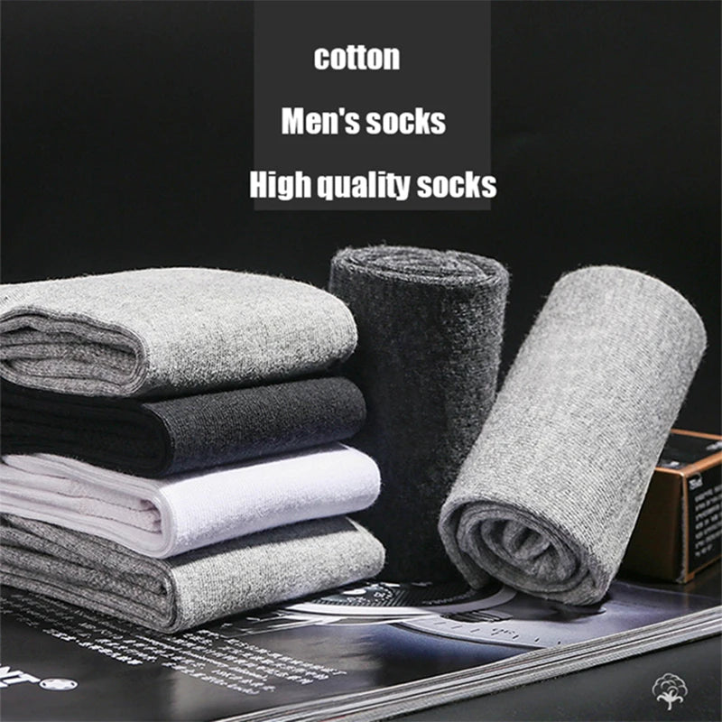 10 Pairs/Lot High Quality Men's Socks Black Business Cotton Socks Breathable Soft Regular Thickness Four Season Male Gifts Sox