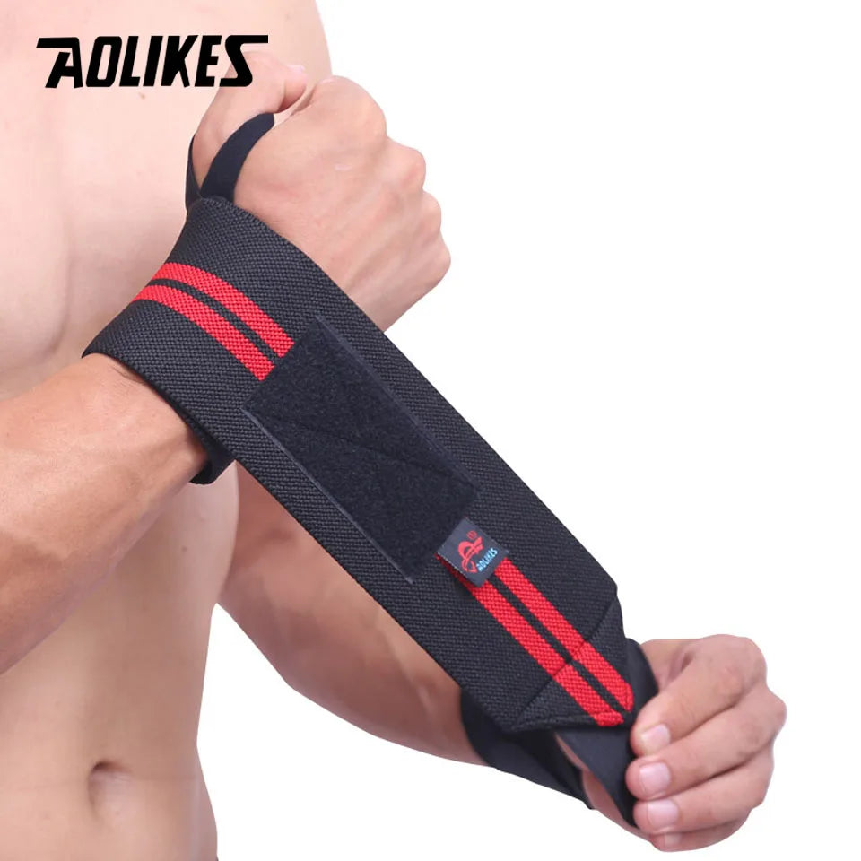 AOLIKES 1PCS Wrist Support Gym Weightlifting Training Weight Lifting Gloves Bar Grip Barbell Straps Wraps Hand Protection