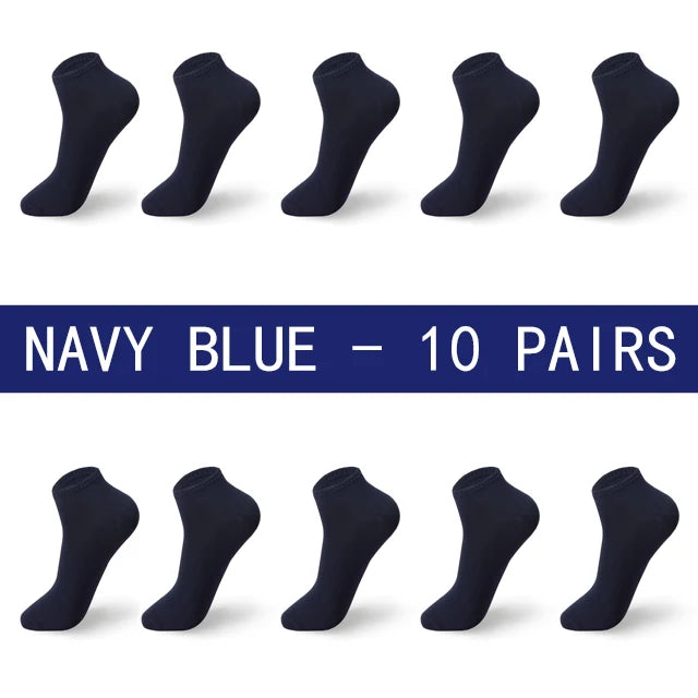 Men Summer Boat Socks Large size 44,45,46,47,48 Black Breathable Fashion Black Male Cotton Socks Men short Big New 10 Pairs