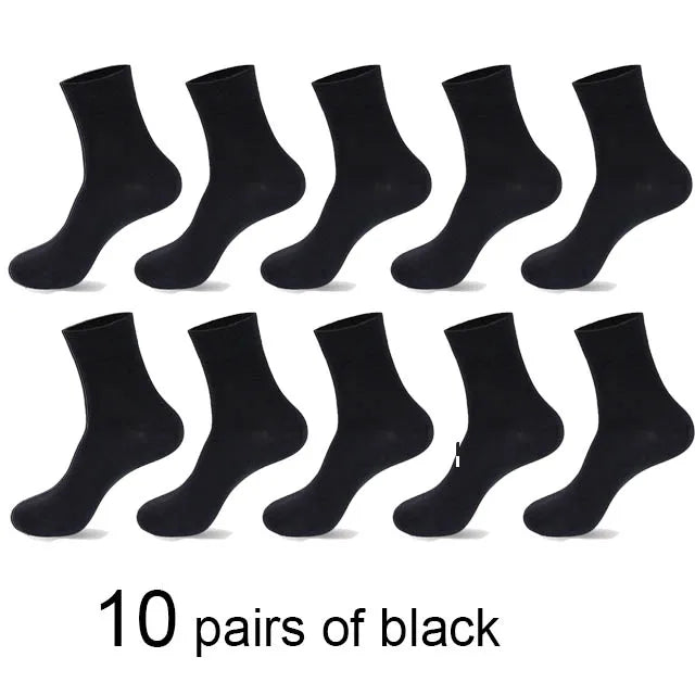 10 Pairs/Lot High Quality Men's Socks Black Business Cotton Socks Breathable Soft Regular Thickness Four Season Male Gifts Sox