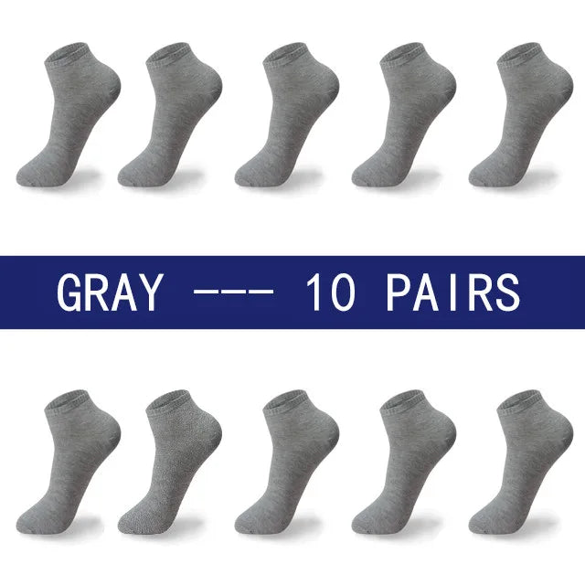 Men Summer Boat Socks Large size 44,45,46,47,48 Black Breathable Fashion Black Male Cotton Socks Men short Big New 10 Pairs