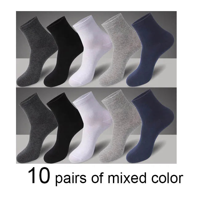 10 Pairs/Lot High Quality Men's Socks Black Business Cotton Socks Breathable Soft Regular Thickness Four Season Male Gifts Sox