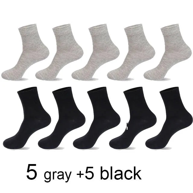 10 Pairs/Lot High Quality Men's Socks Black Business Cotton Socks Breathable Soft Regular Thickness Four Season Male Gifts Sox