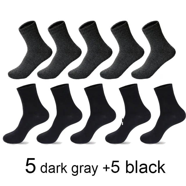 10 Pairs/Lot High Quality Men's Socks Black Business Cotton Socks Breathable Soft Regular Thickness Four Season Male Gifts Sox