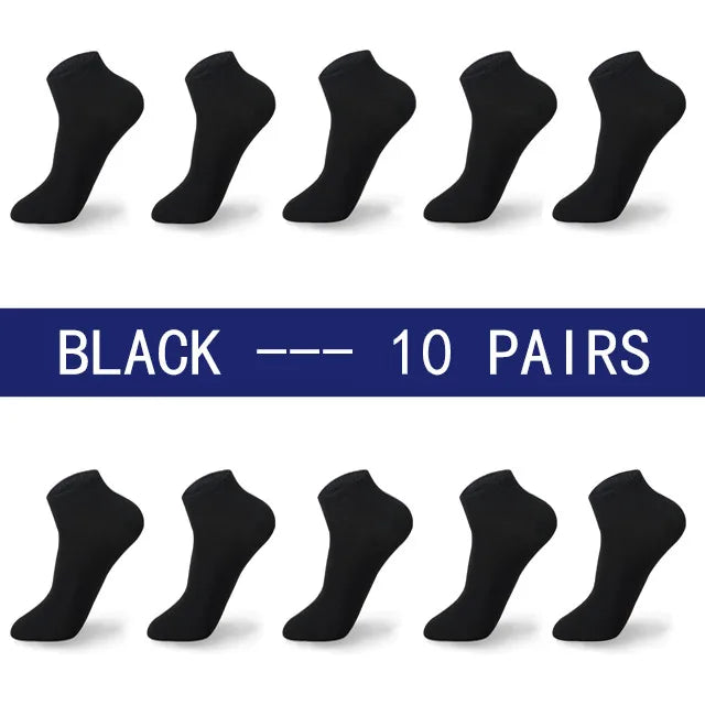 Men Summer Boat Socks Large size 44,45,46,47,48 Black Breathable Fashion Black Male Cotton Socks Men short Big New 10 Pairs