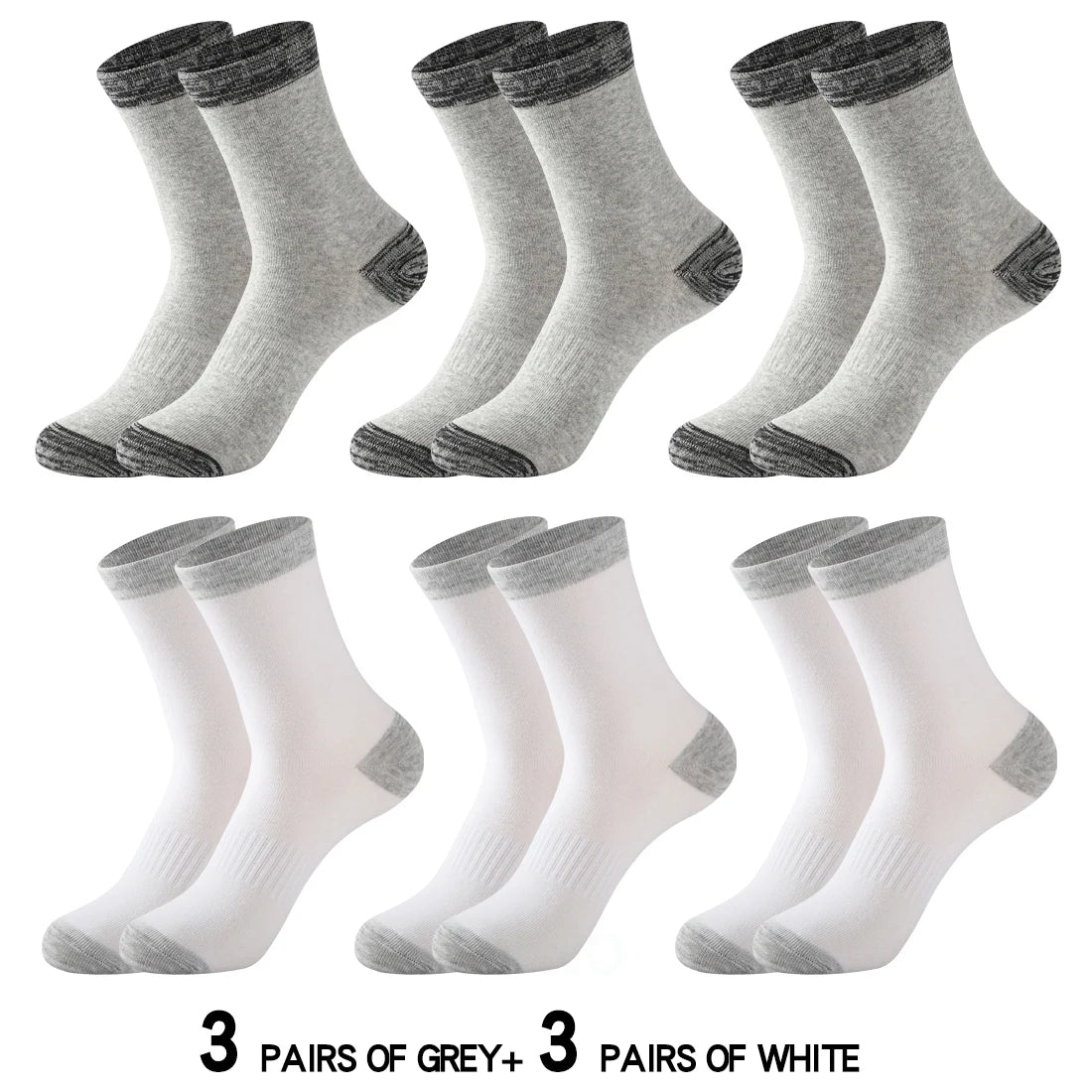 6 Pair Winter Men Socks Cotton Black Leisure Business Long Socks Walking Running Hiking Thermal Socks For Male Plus Size 38-48