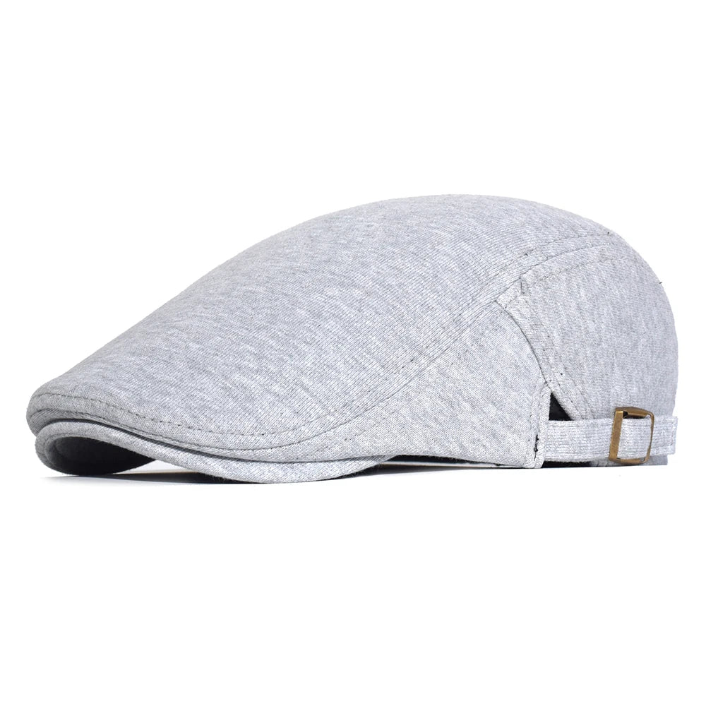 Cotton Adjustable Newsboy Caps Men Woman Casual Beret Flat Ivy Cap Soft Solid Color Driving Cabbie Hat Unisex Black Gray Hats