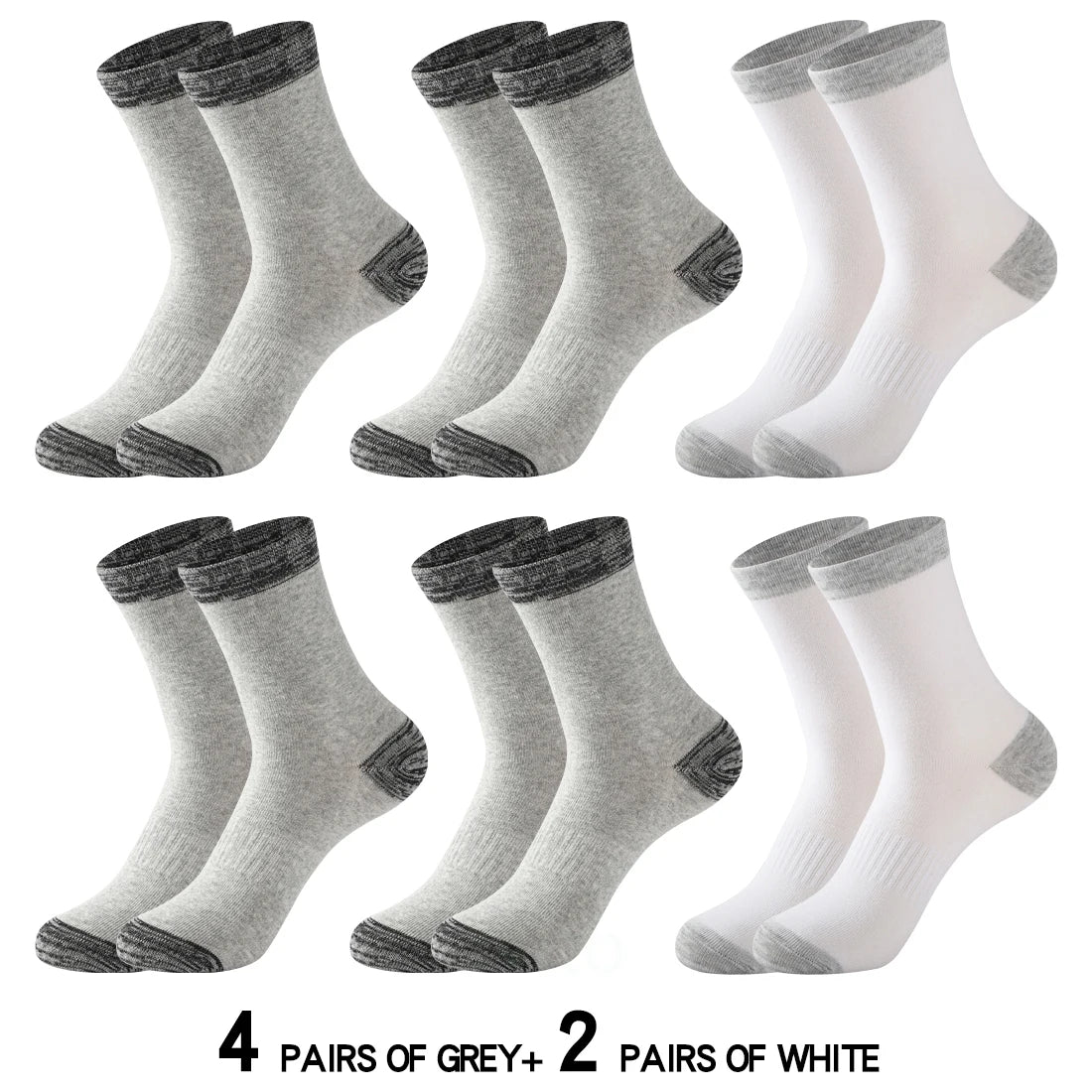 6 Pair Winter Men Socks Cotton Black Leisure Business Long Socks Walking Running Hiking Thermal Socks For Male Plus Size 38-48