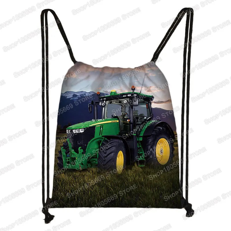 Play with Farm Tractor Print Backpack Teenager Boys Girls Rucksack Women Drawstring Bags for Travel Kids Book Bag Shoes Holder