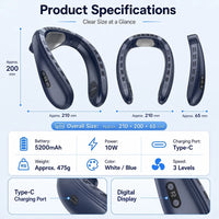 Semiconductor Cooling Portable Neck Air Conditioner Bladeless Rechargeable Neck Fan Personal Wearable Cooler