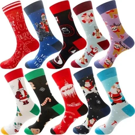 10 Pairs Lot Pack Men Women Couples Lover Socks New Arrival Rhombus Animal Christmas Cartoon Fruit Food Dot Cotton Happy Socks