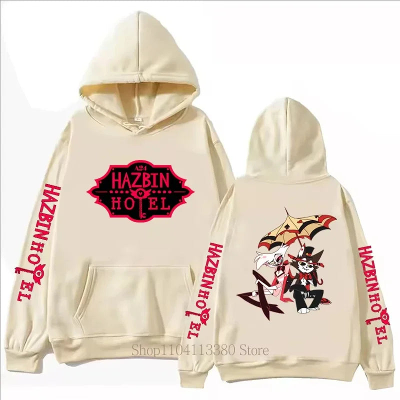 Hazbin Hotel Graphic Print Men Clothing Hoodies Fall Winter Casual Fashion Women Streetwear Y2K Long Sleeve Tops Fleece Pullover