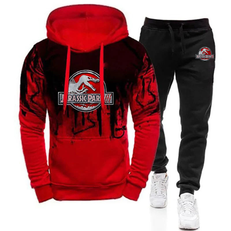 2025 Spring And Autumn Man's Popular High end Luxury Premium Hoodies Jurassic Park Logo Print Sports Long Pants Suits