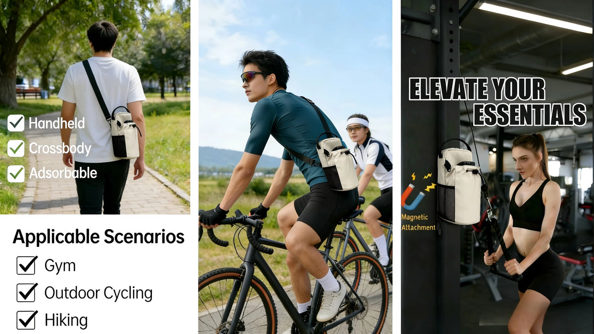 Magnetic Gym Bag Large Capacity Magnetic Carrier Bag With Phone Pocket Portable Gym Water Bottle Pouch Gym Accessories Organizer