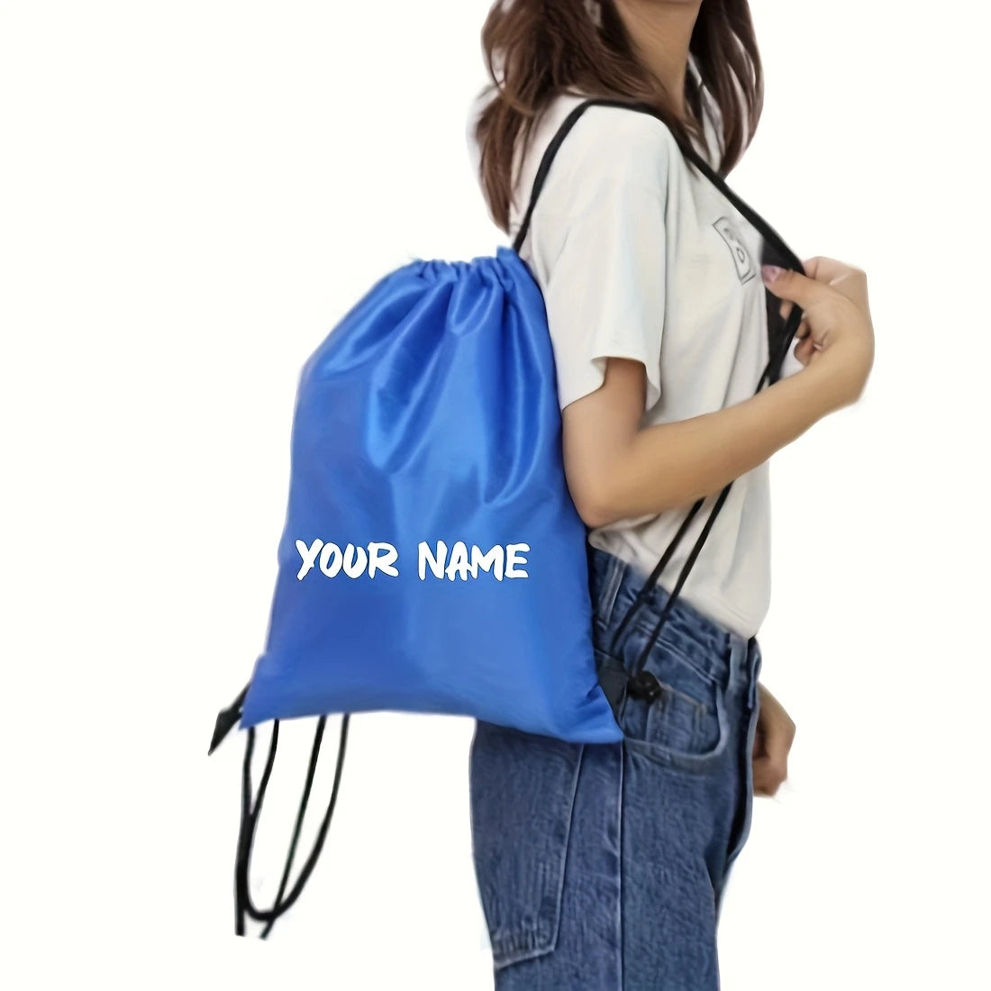 Customizable Drawstring Backpack - Creative Custom Name/Text, Durable Drawstring Storage Bag, Available in Various Colors