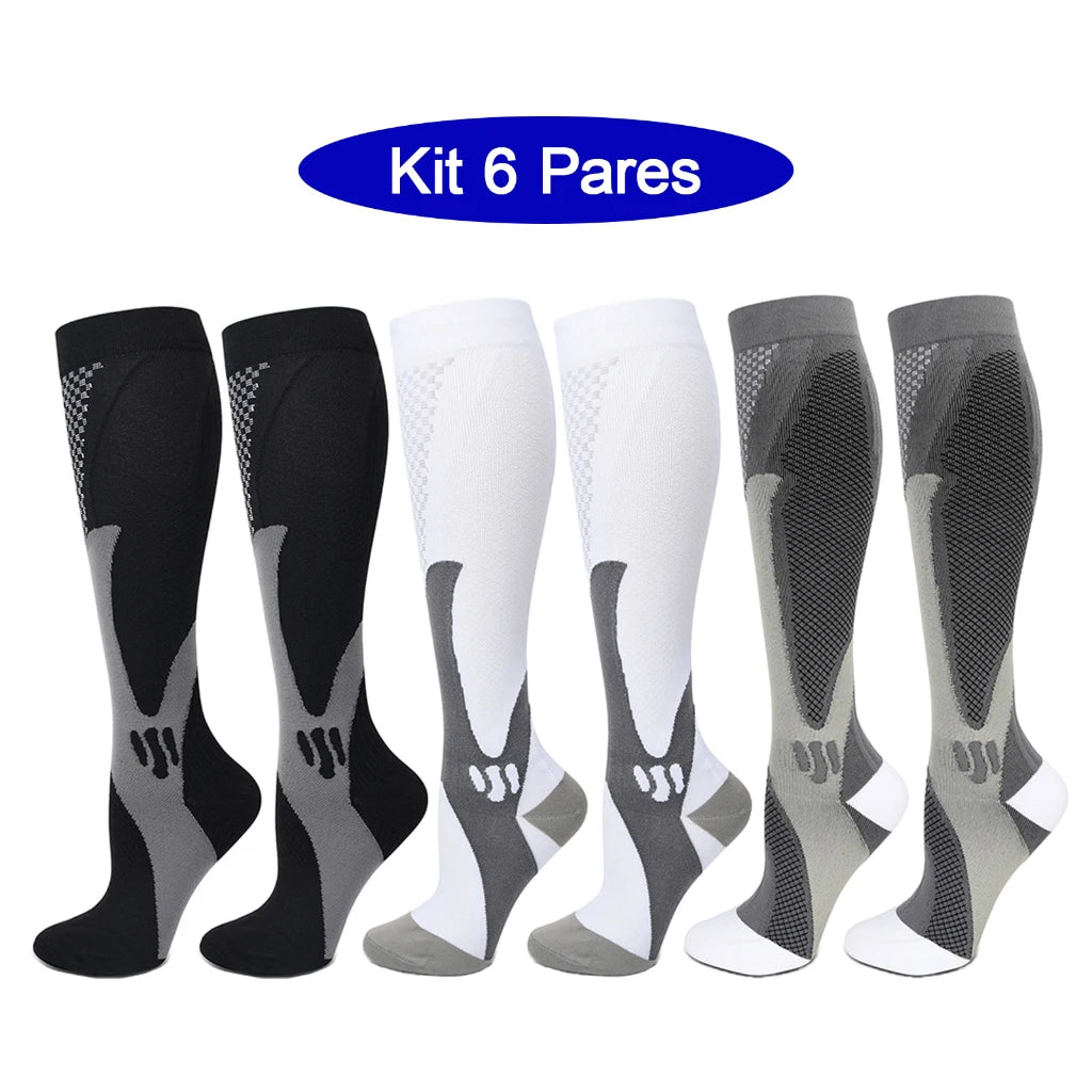 6Pairs Compression Socks 20-30mmHg High Stockings Men & Women Sports Marathon Cycling Football Varicose Veins EU35-45