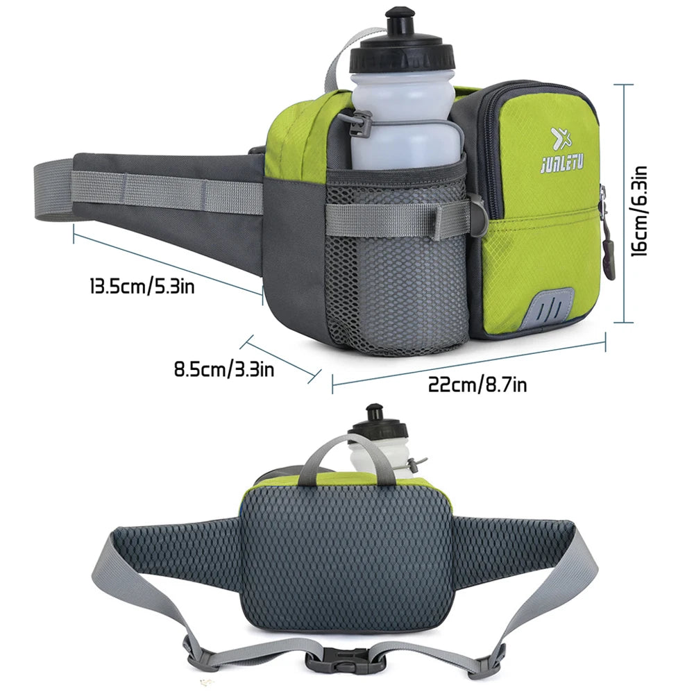 Water-Resistant Adjustable Fanny Pack with Bottle Holder & Multi-Pockets for Hiking, Running, Cycling, Travel, Outdoor