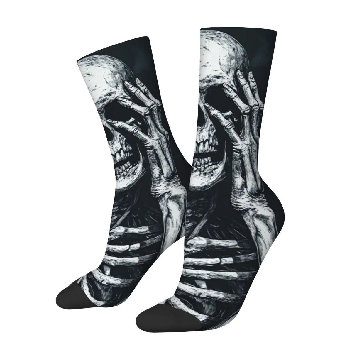 Dark Sketch Style Skull Socks Quick-drying Breathable Non-slip Men's Socks Travel Casual Running Trendy Novel Compression Socks