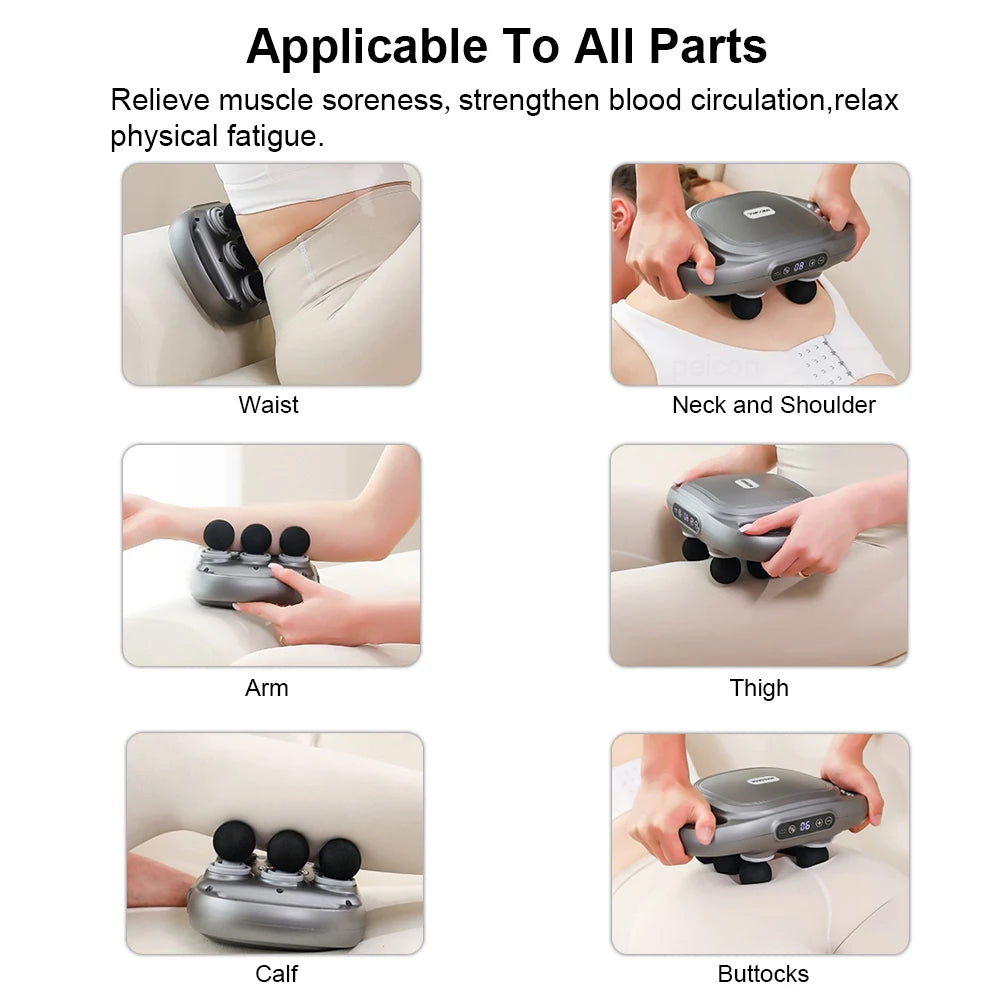 Fascia Massage Gun High Frequency Muscle Massager Gun Back Waist Body Shoulder Massage Machine Six-head Professional Fascia Gun