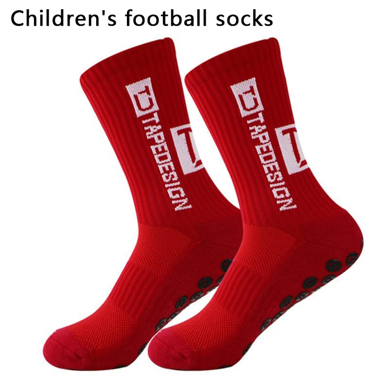 Kids Anti-Slip Football Socks - 1 Pair Breathable Athletic Grip Socks for Soccer Training & Sports ﻿