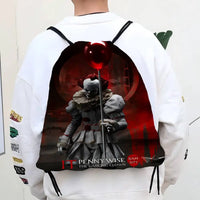 Horror Film I-It P-Pennywise Clown Drawstring Bags Sports Backpack Gym Sackpack Water Resistant String Bag For Cycling