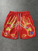 26 Summer Vacation Hawaiian Shorts 2026 Summer Men's Y2k Halloween Skull Palm Print Swim Shorts Quick-Dry Men Beach Shorts