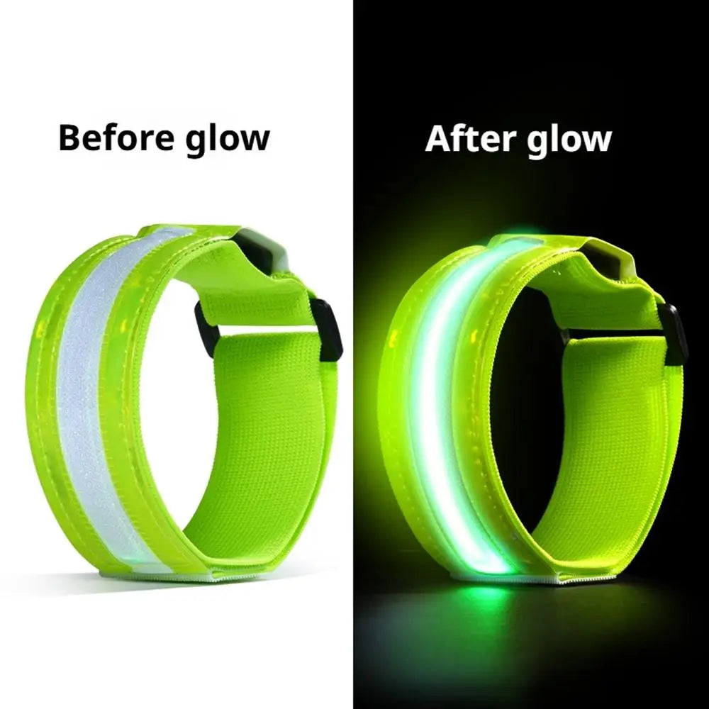 USB Charging LED Light Luminous Armband Bracelet Night Reflective Safety Belt Outdoor Sports Night Running Cycling Leg Arm Band