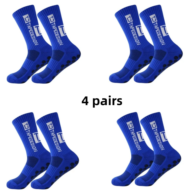 4 pairs of new anti slip band design football socks with mid calf anti slip football sports bike sports men's socks