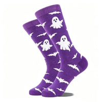 1 Pair of Personality Bat Mid Tube Men's Socks Skull Women's Socks Spider Tide Socks Bloody Hand Halloween Women's Socks