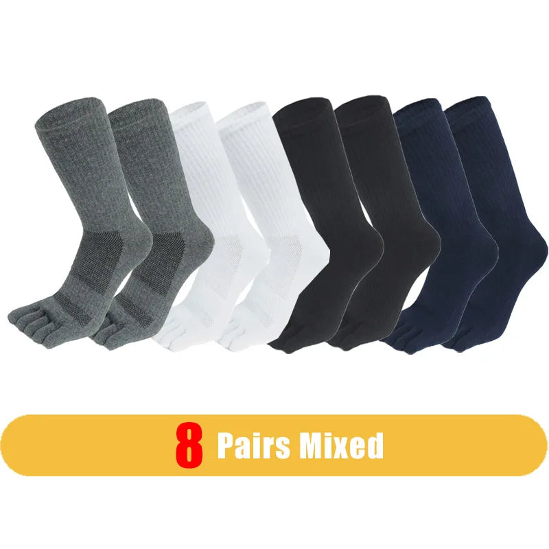4 Pairs Man Toe Socks Long Sport Plus Large Cotton Compression Mesh Sweat-Absorbing Outdoor Bike Run Hiking Five Finger Sock Boy
