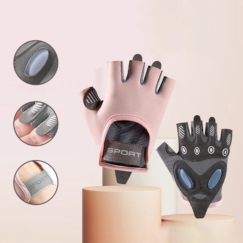 Fitness Cycling Gloves, Men Women Anti Slip Shock-Absorbing Ice Silk Gym Gloves Summer Breathable Yoga Sports Train Gloves