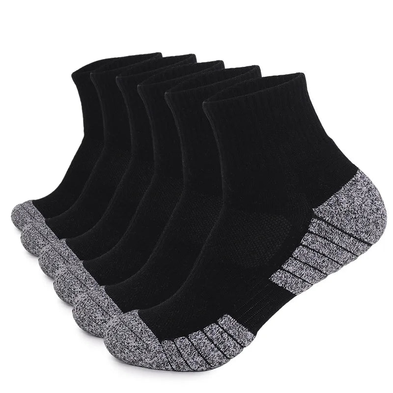 6 Pairs Outdoor Sports Socks Thickened Towel Bottomed Hiking Socks Sweat-Absorbing Short Tube Sports Running Socks Men Socks