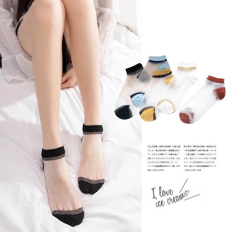 5 Pairs Socks Womens Summer Autumn Socks Women Quality Cotton Cute Set Japanese Style Sports Fashion Short Ankle Socks Harajuku
