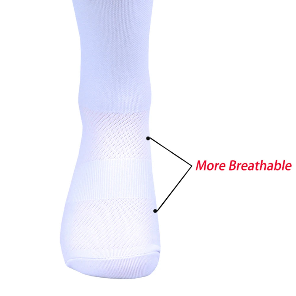 White TREKKING Cycling Socks Non Slip UAE Team Soccer Socks Cushioned Breathable Running Yoga Basketball Bike Sports Grip Socks